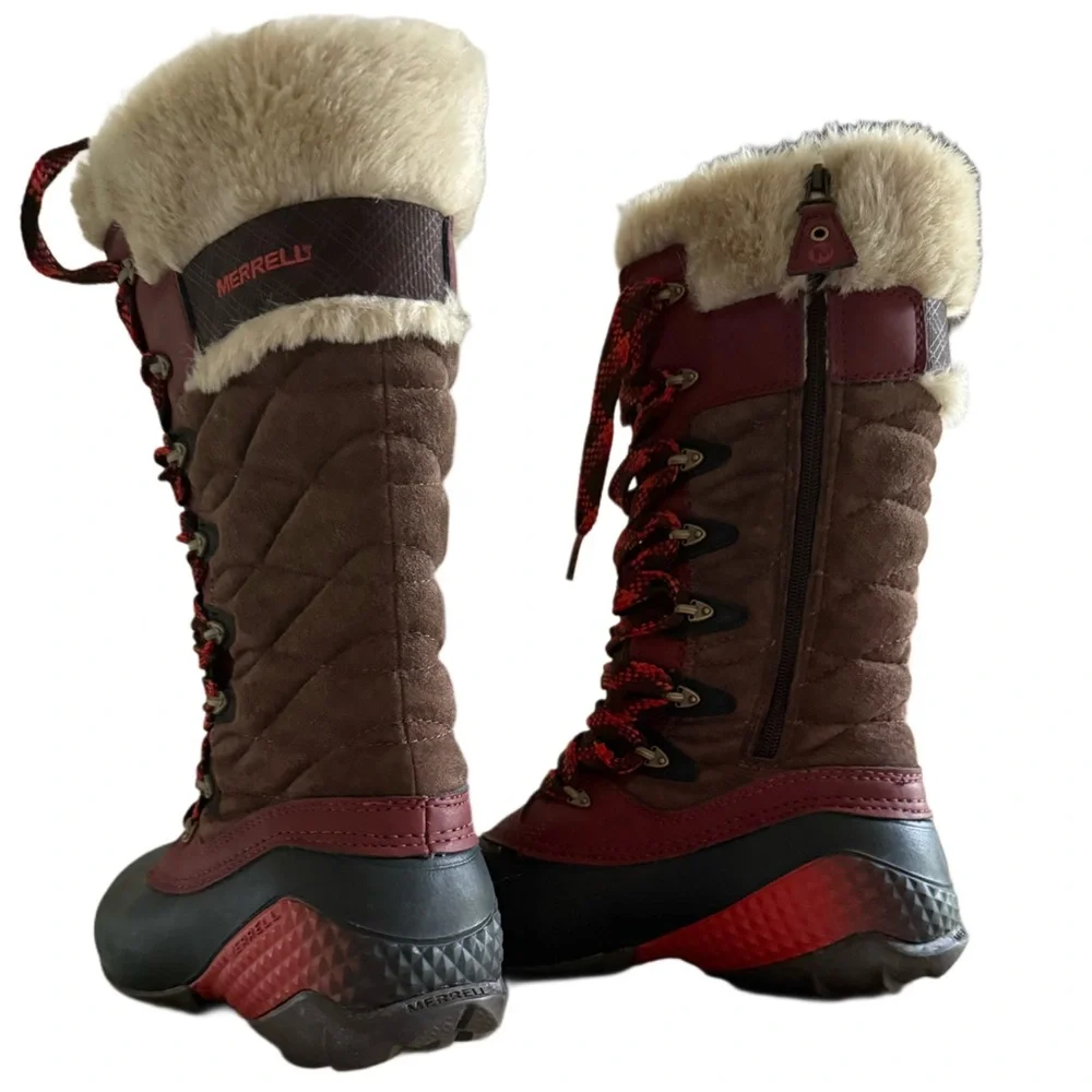 Authentic MERRELL Women's Red and Black Fur-Lined Boots - Picture 4 of 9